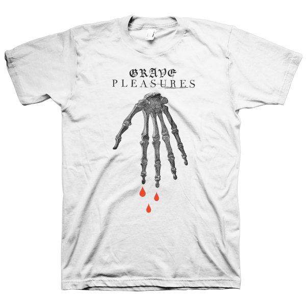 Grave Pleasures  Skeleton Hand  White T-Shirt Online now