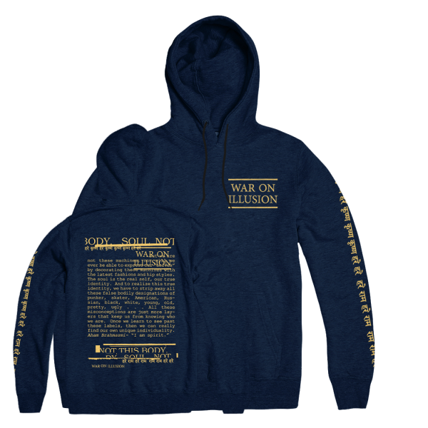 War On Illusion Magazine Navy Hooded Sweatshirt For Cheap