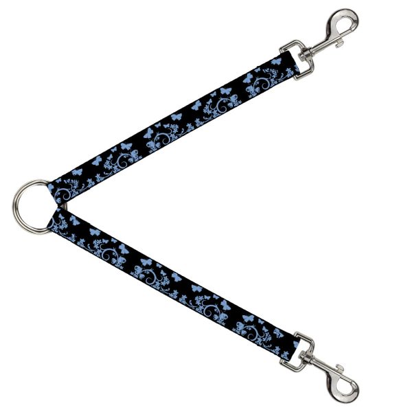 Dog Leash Splitter - Butterfly Garden Black Blue Online now