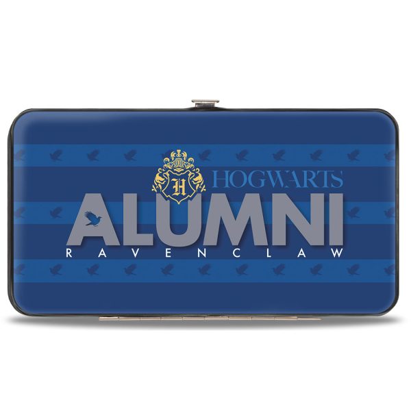 Hinged Wallet - HOGWARTS ALUMNI RAVENCLAW + Initial Monogram Eagle Icon Stripe Blues Gold Gray White Cheap
