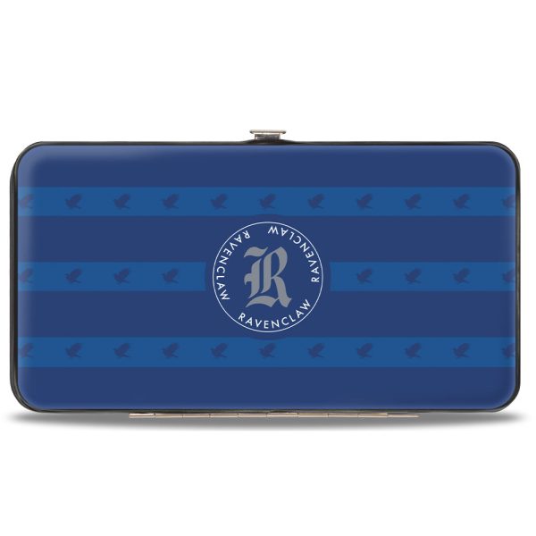 Hinged Wallet - HOGWARTS ALUMNI RAVENCLAW + Initial Monogram Eagle Icon Stripe Blues Gold Gray White Cheap - Image 2